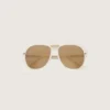 Occhiali da sole aviator Charlie con montatura bianco perla e lenti dorate