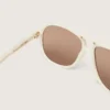 Occhiali da sole aviator Charlie con montatura bianco perla e lenti dorate