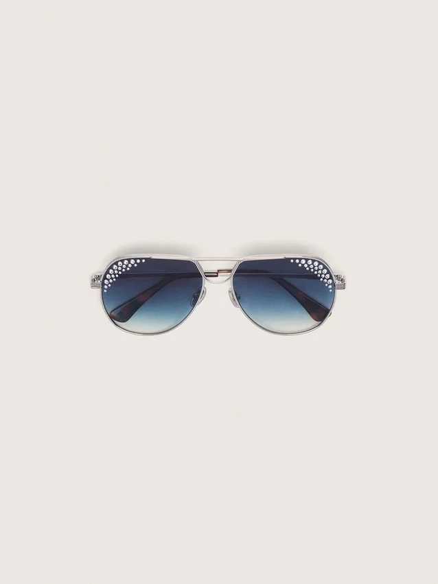 Occhiali da sole Carter stile aviatore con lenti blu e cristalli