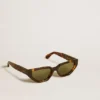 Occhiali da sole di forma rettangolare con montatura marrone Havana