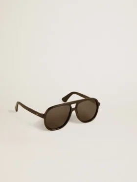 Occhiali da sole in stile Aviator con montatura e lenti nere