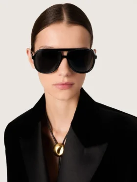Occhiali da sole in stile Aviator con montatura e lenti nere