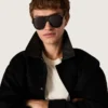 Occhiali da sole in stile Aviator con montatura e lenti nere