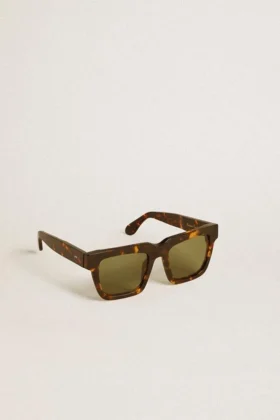 Occhiali da sole quadrati Jamie con montatura marrone Havana