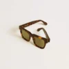 Occhiali da sole quadrati Jamie con montatura marrone Havana
