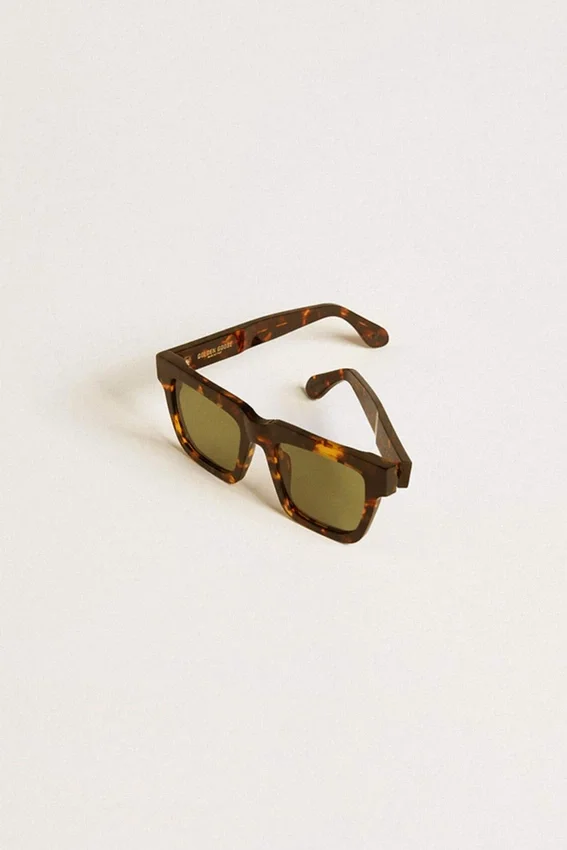 Occhiali da sole quadrati Jamie con montatura marrone Havana