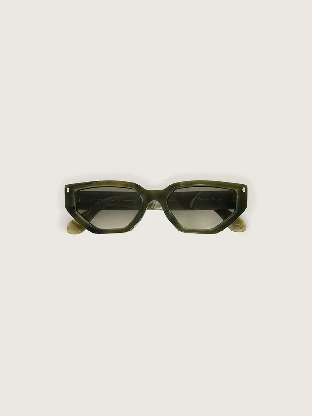 Occhiali da sole rettangolari Jamie con montatura effetto marmo verde