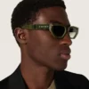 Occhiali da sole rettangolari Jamie con montatura effetto marmo verde