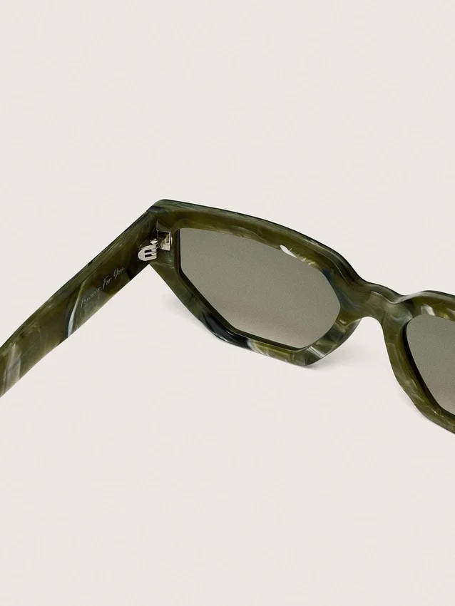 Occhiali da sole rettangolari Jamie con montatura effetto marmo verde