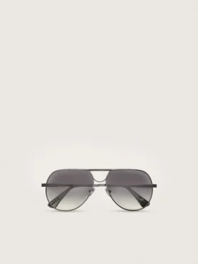 Occhiali da sole stile aviatore con montatura color metallo e lenti grigie