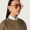 Occhiali da sole stile aviatore con montatura e lenti color miele