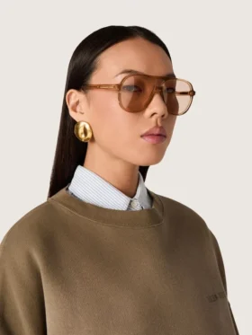 Occhiali da sole stile aviatore con montatura e lenti color miele