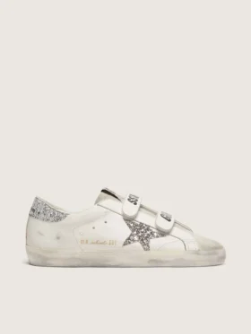 Old School da donna con stella glitterata argento e linguetta in pelle scamosciata grigio ghiaccio