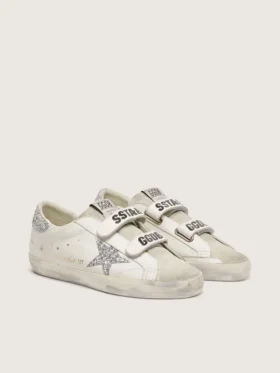 Old School da donna con stella glitterata argento e linguetta in pelle scamosciata grigio ghiaccio