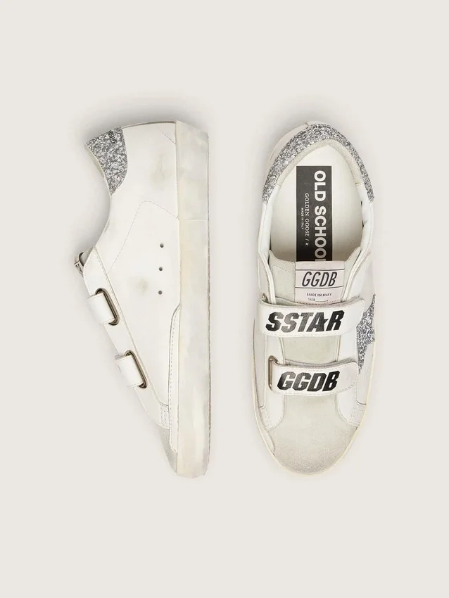 Old School da donna con stella glitterata argento e linguetta in pelle scamosciata grigio ghiaccio