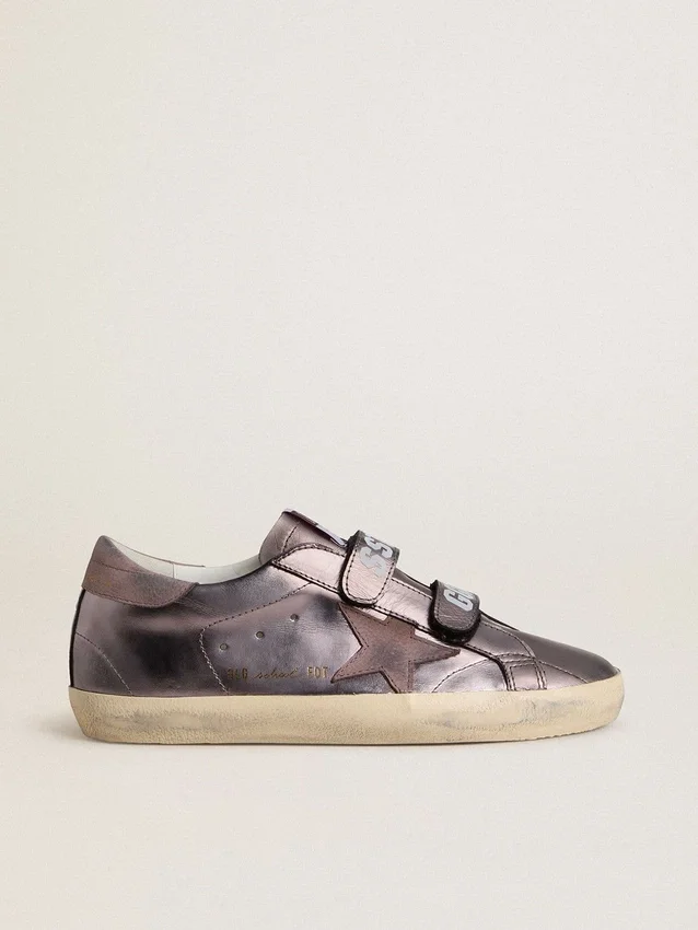 Old School da donna in pelle laminata viola con stella in nabuk lilla e linguetta sul tallone