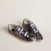 Old School da donna in pelle laminata viola con stella in nabuk lilla e linguetta sul tallone