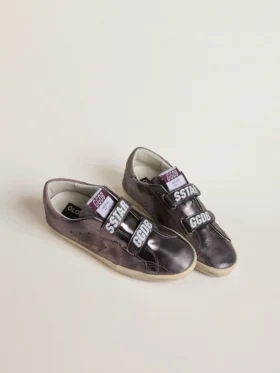 Old School da donna in pelle laminata viola con stella in nabuk lilla e linguetta sul tallone