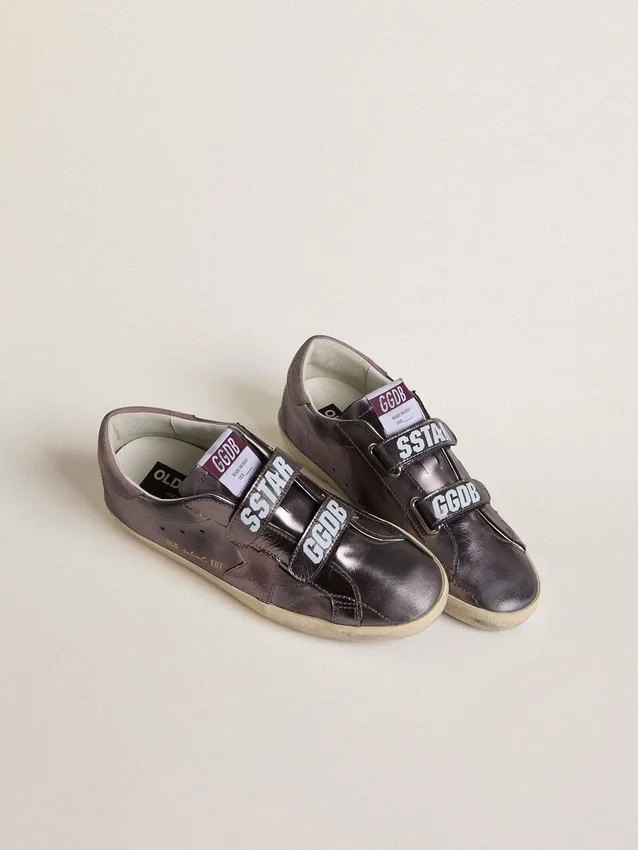Old School da donna in pelle laminata viola con stella in nabuk lilla e linguetta sul tallone