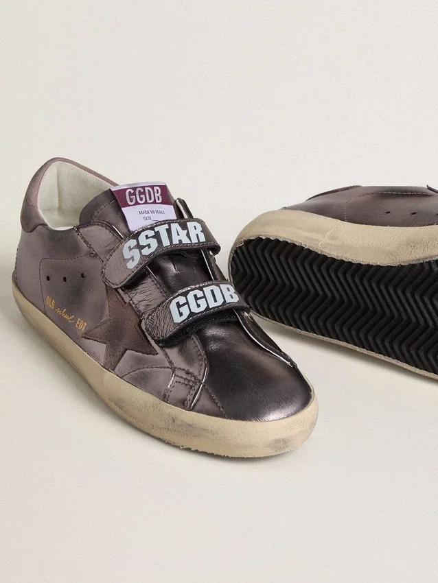 Old School da donna in pelle laminata viola con stella in nabuk lilla e linguetta sul tallone