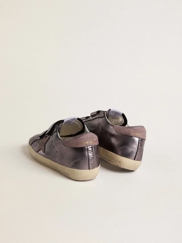 Old School da donna in pelle laminata viola con stella in nabuk lilla e linguetta sul tallone