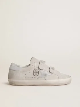 Old School da donna in pelle scamosciata grigio chiaro con stella in pelle con micro-glitter