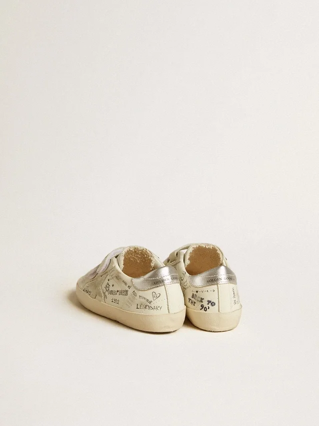Old School Junior con stella in pelle scamosciata e linguetta sul tallone in pelle metallizzata