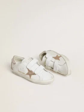 Old School LTD da donna con stella in pelle metallizzata oro rosa e linguetta sul tallone