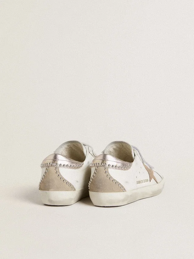 Old School LTD da donna con stella in pelle metallizzata oro rosa e linguetta sul tallone