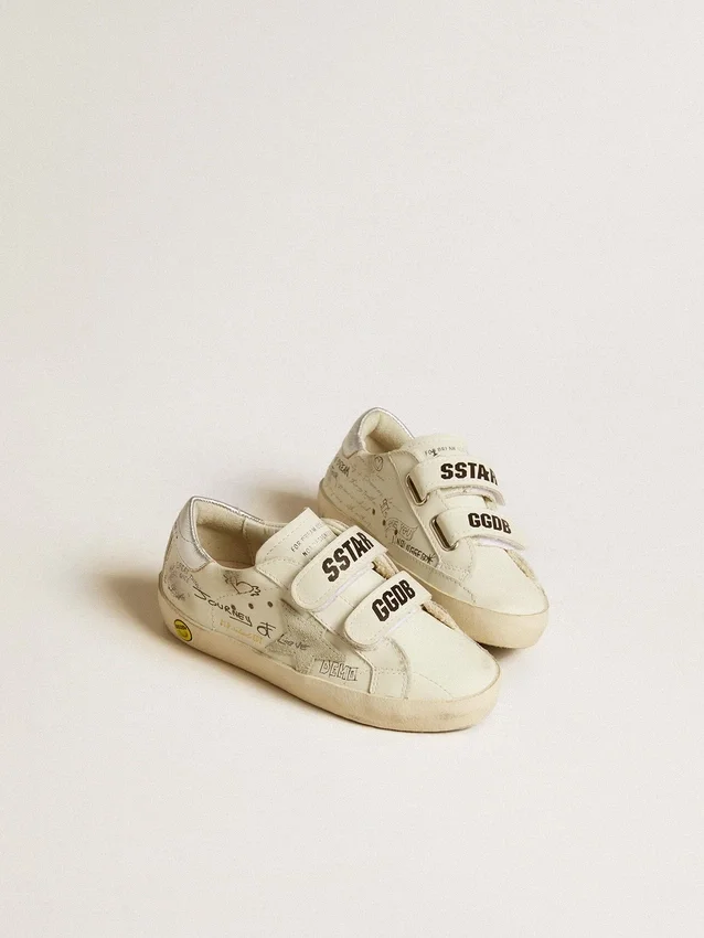 Old School Young con stella in pelle scamosciata e linguetta sul tallone in pelle metallizzata