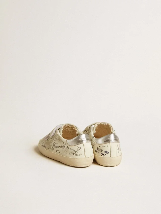 Old School Young con stella in pelle scamosciata e linguetta sul tallone in pelle metallizzata