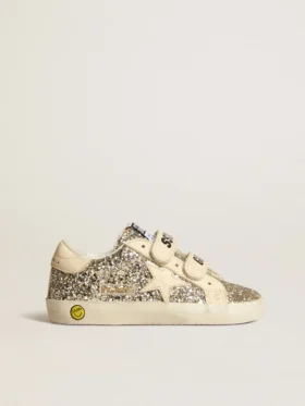 Old School Young in glitter platino con stella in pelle e linguetta sul tallone