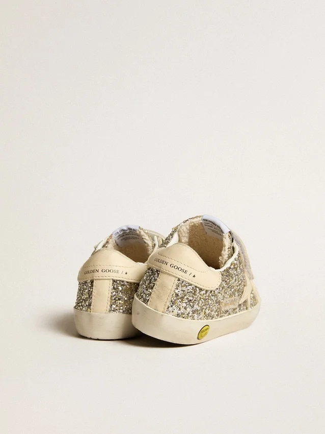 Old School Young in glitter platino con stella in pelle e linguetta sul tallone