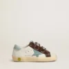 Old School Young in nappa con stella in pelle scamosciata azzurra e inserti in pelle scamosciata marrone