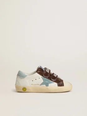 Old School Young in nappa con stella in pelle scamosciata azzurra e inserti in pelle scamosciata marrone