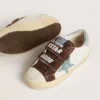 Old School Young in nappa con stella in pelle scamosciata azzurra e inserti in pelle scamosciata marrone
