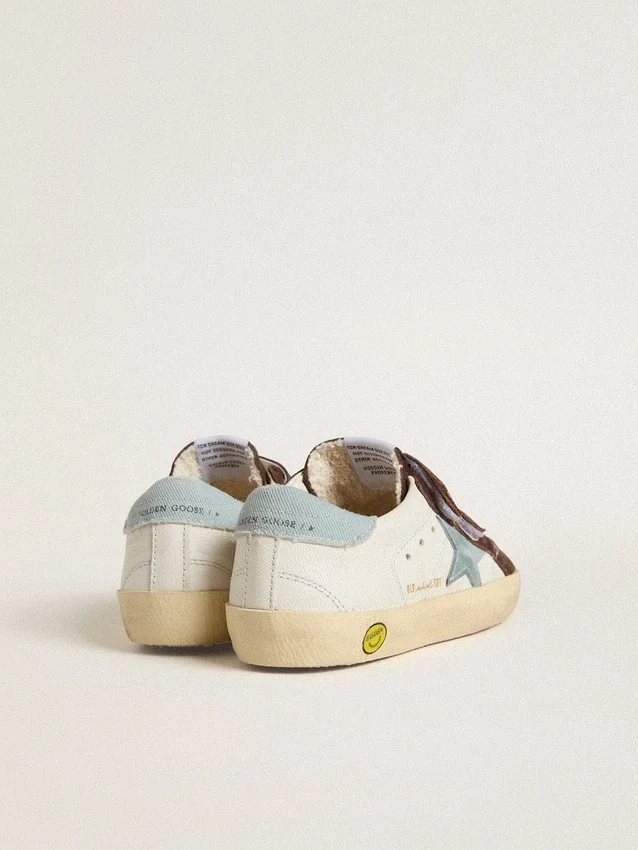 Old School Young in nappa con stella in pelle scamosciata azzurra e inserti in pelle scamosciata marrone