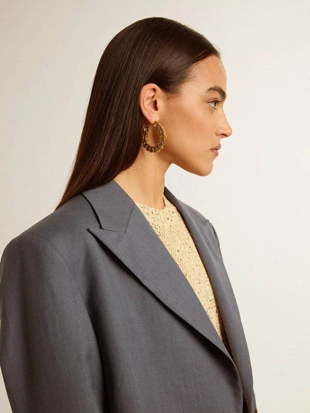 Orecchini a cerchio con maglie intrecciate color oro antico