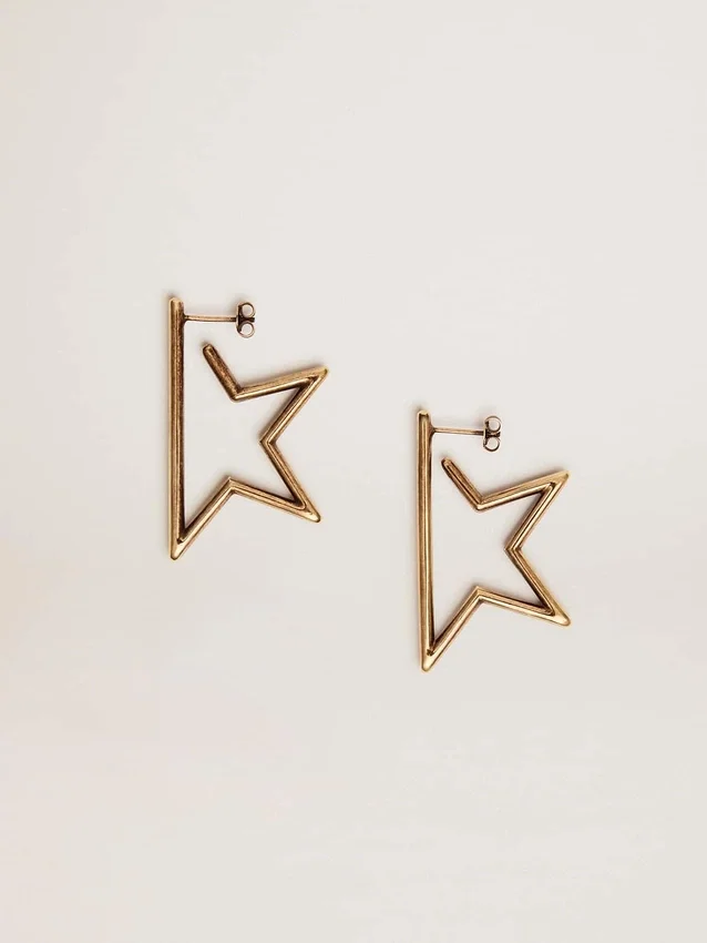 Orecchini pendenti da donna Star color oro antico