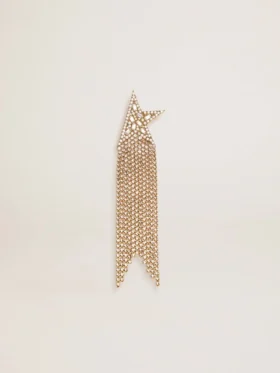 Orecchino a goccia singolo da donna in color oro antico con cristalli decorativi