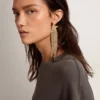 Orecchino a goccia singolo da donna in color oro antico con cristalli decorativi