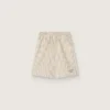 Pantaloncini a righe per bambini nei colori ecru, beige e grigio