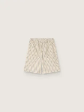 Pantaloncini a righe per bambini nei colori ecru, beige e grigio