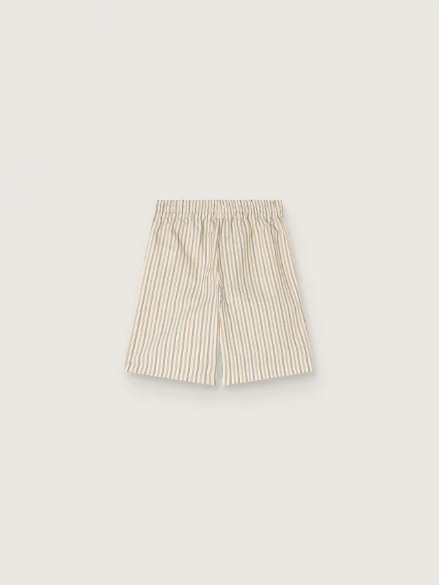 Pantaloncini a righe per bambini nei colori ecru, beige e grigio