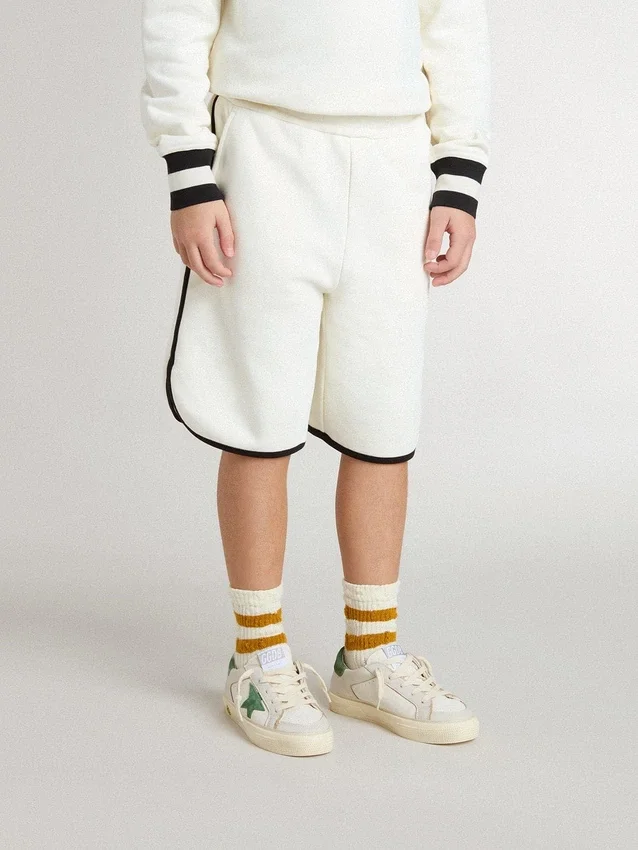 Pantaloncini bianchi per bambini con logo ricamato