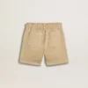 Pantaloncini da bambina color sabbia con logo ricamato
