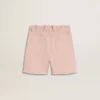 Pantaloncini da bambina in cotone rosa con ricami
