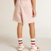 Pantaloncini da bambina in cotone rosa con ricami