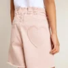 Pantaloncini da bambina in cotone rosa con ricami