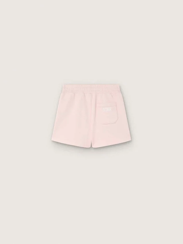 Pantaloncini da bambine “Star” in cotone rosa con toppa e logo